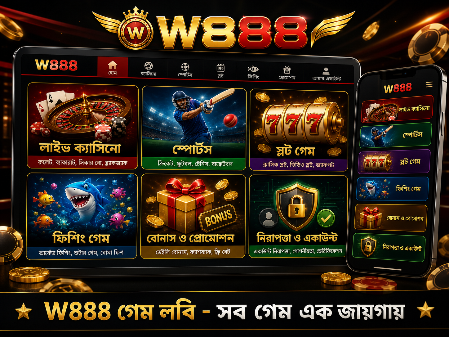 W888 গেম লবি